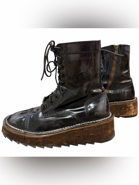 Acne Studios Patent Leather Combat Boots EU 43 Black Platform Lug Sole Zip main image 15